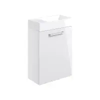Deltar 410mm Wall Hung 1 Door Basin Unit with Basin, White Gloss