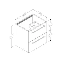 Deltar 510mm Wall Hung 2 Drawer Basin Unit with Basin, White Gloss