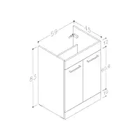 Deltar 610mm Floor Standing 2 Door Basin Unit with Basin, White Gloss