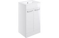 Deltar White Gloss Furniture Bathroom Suite with Brushed Brass Finishes
