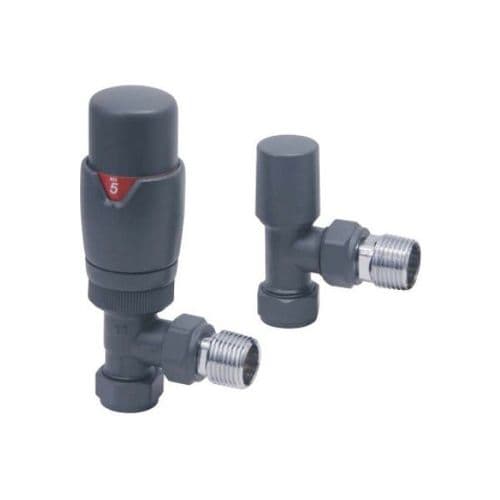 Designer Angled Radiator Valves Pair - Anthracite