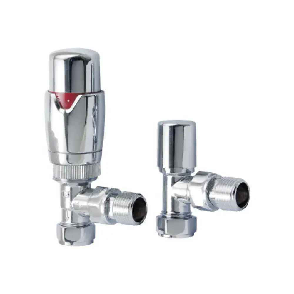 Designer Angled Radiator Valves Pair - Chrome
