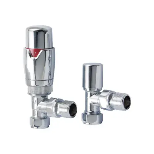 Designer Angled Radiator Valves Pair - Chrome