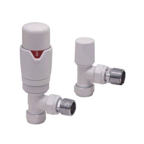 Designer Angled Radiator Valves Pair - White