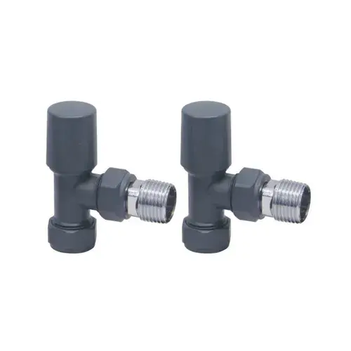 Designer Angled Towel Rail Valves Pair - Anthracite