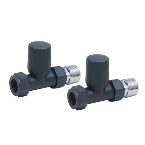 Designer Angled Towel Rail Valves Pair - Carbon Anthracite