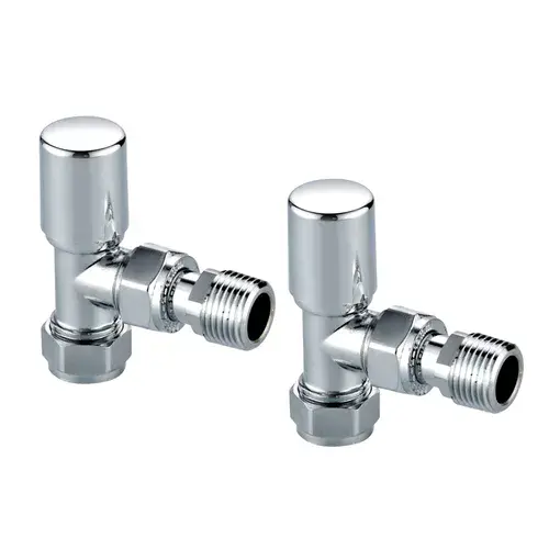 Designer Angled Towel Rail Valves Pair - Chrome