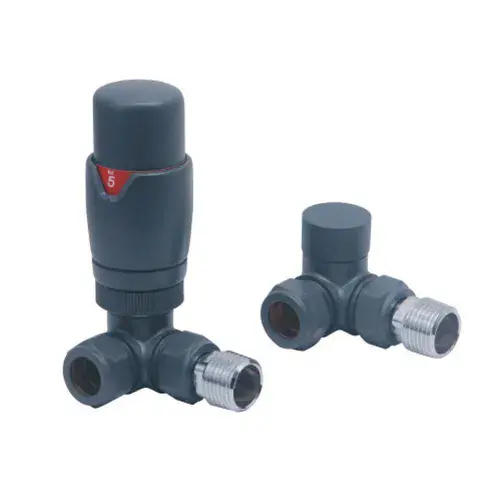 Designer Corner Radiator Valves Pair - Anthracite
