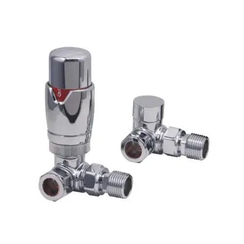Designer Corner Radiator Valves Pair - Chrome