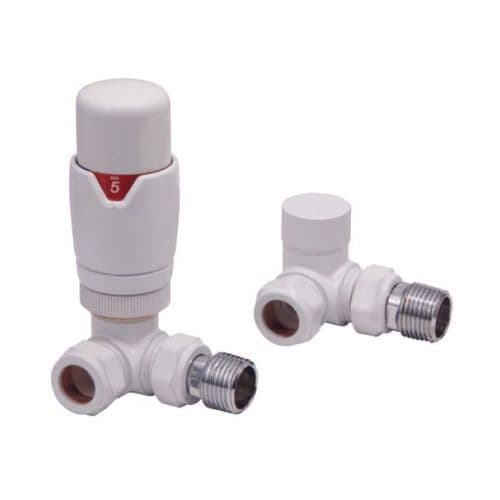Designer Corner Radiator Valves Pair - White