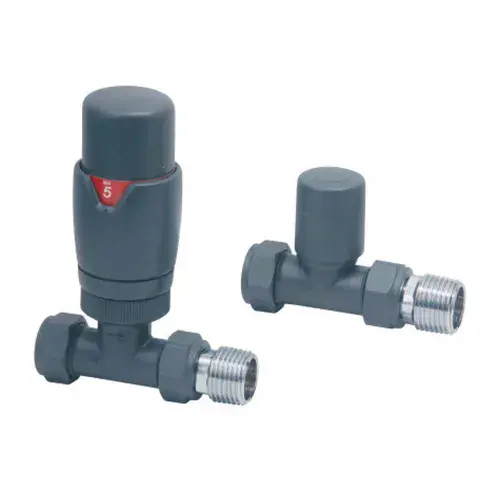 Designer Straight Radiator Valves Pair - Anthracite