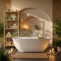 Droplet Freestanding Bath - Gloss White - 1700 x 750mm