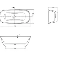 Droplet Freestanding Bath - Gloss White - 1700 x 750mm