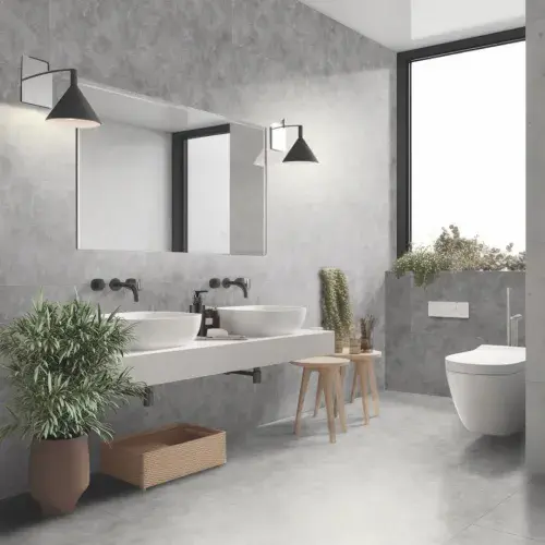 Dumafloor - Stone Effect PVC Floor Tile Panel - Concrete Beton