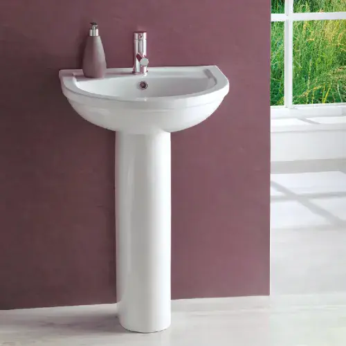 Dura 500mm Basin and Full Pedestal - White