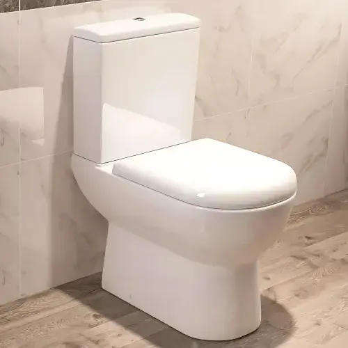 Dura Close Coupled Open Back Eco Vortex Comfort Height Toilet and Soft Close Seat - White