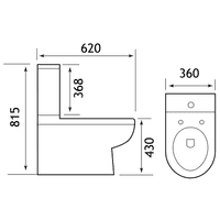 Dura Comfort Height Close Coupled Back To Wall Eco Vortex WC Pan with Fixings - White