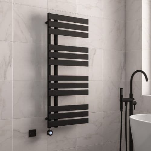 Eastbrook Brockworth All Electric Towel Rail - Matt Black - 1200mm x 500mm