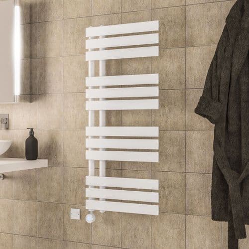 Eastbrook Brockworth All Electric Towel Rail - Matt White - 1200mm x 500mm