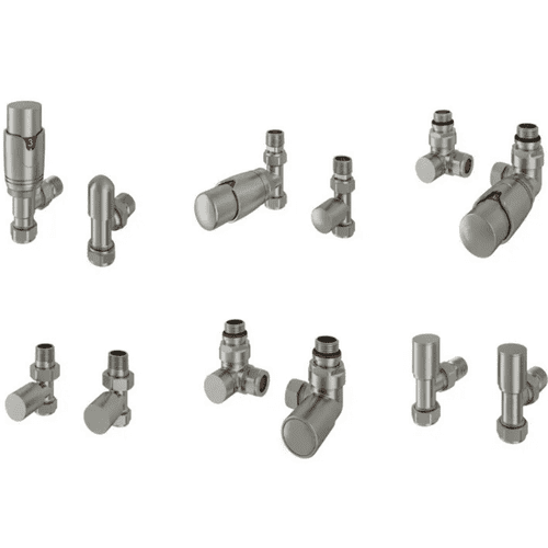 Eastbrook Brushed Nickel Radiator Valves - All Styles - Manual & Thermostatic