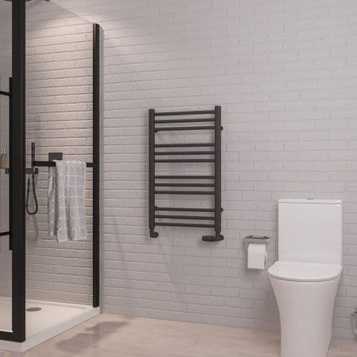 Eastbrook Corinium Round Straight Towel Radiators - Matt Anthracite - Various Sizes