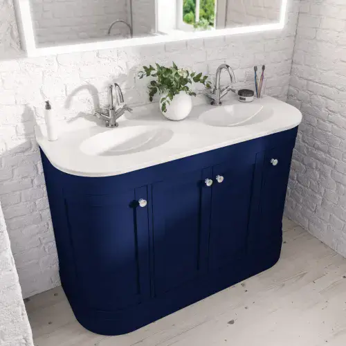 Eastbrook Hardwick Double Bowl 120cm Vanity Unit Matt Blue