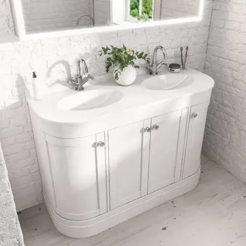Eastbrook Hardwick Double Bowl 120cm Vanity Unit Matt White
