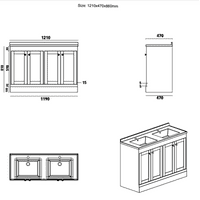 Eastbrook Hardwick Square 120 CM Double Bowl Vanity Unit Matt Anthracite