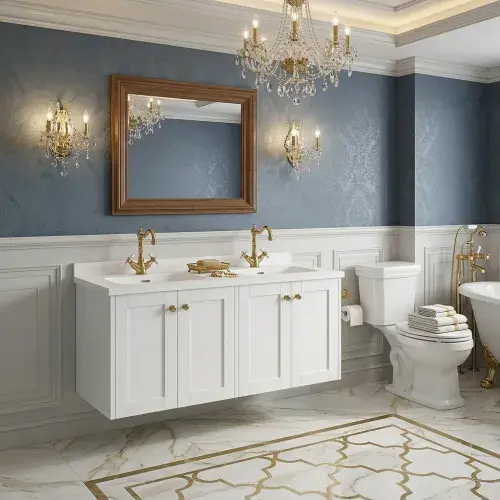 Eastbrook Hardwick Square 120 CM Wall Hung Double Bowl Vanity Unit Matt White