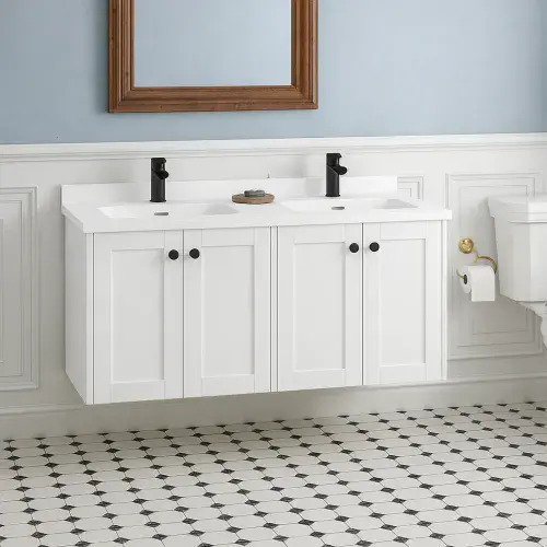 Eastbrook Hardwick Square 120 CM Wall Hung Double Bowl Vanity Unit Matt White