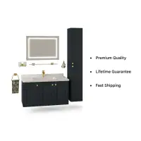 Eastbrook Hardwick Square 900mm Wall Hung Vanity Unit Matt Anthracite