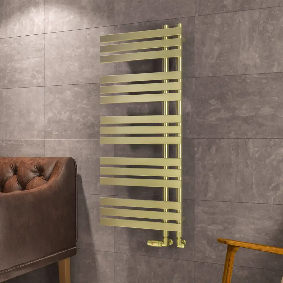 Eastbrook Leonardo Brushed Brass Towel Rail 1200mm 500 or 600mm Wide