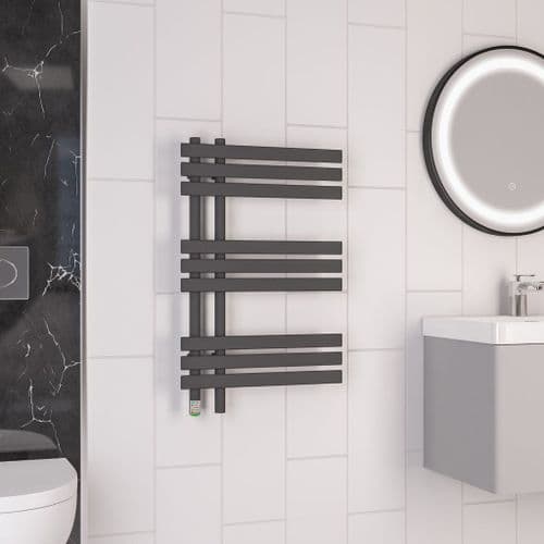 Eastbrook Loddon Dry Element Straight Designer Electric Towel Rail - Matt Anthracite - Various Sizes