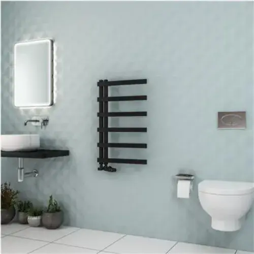 Eastbrook Platani Designer Straight Towel Radiators - Matt Black - Various Sizes