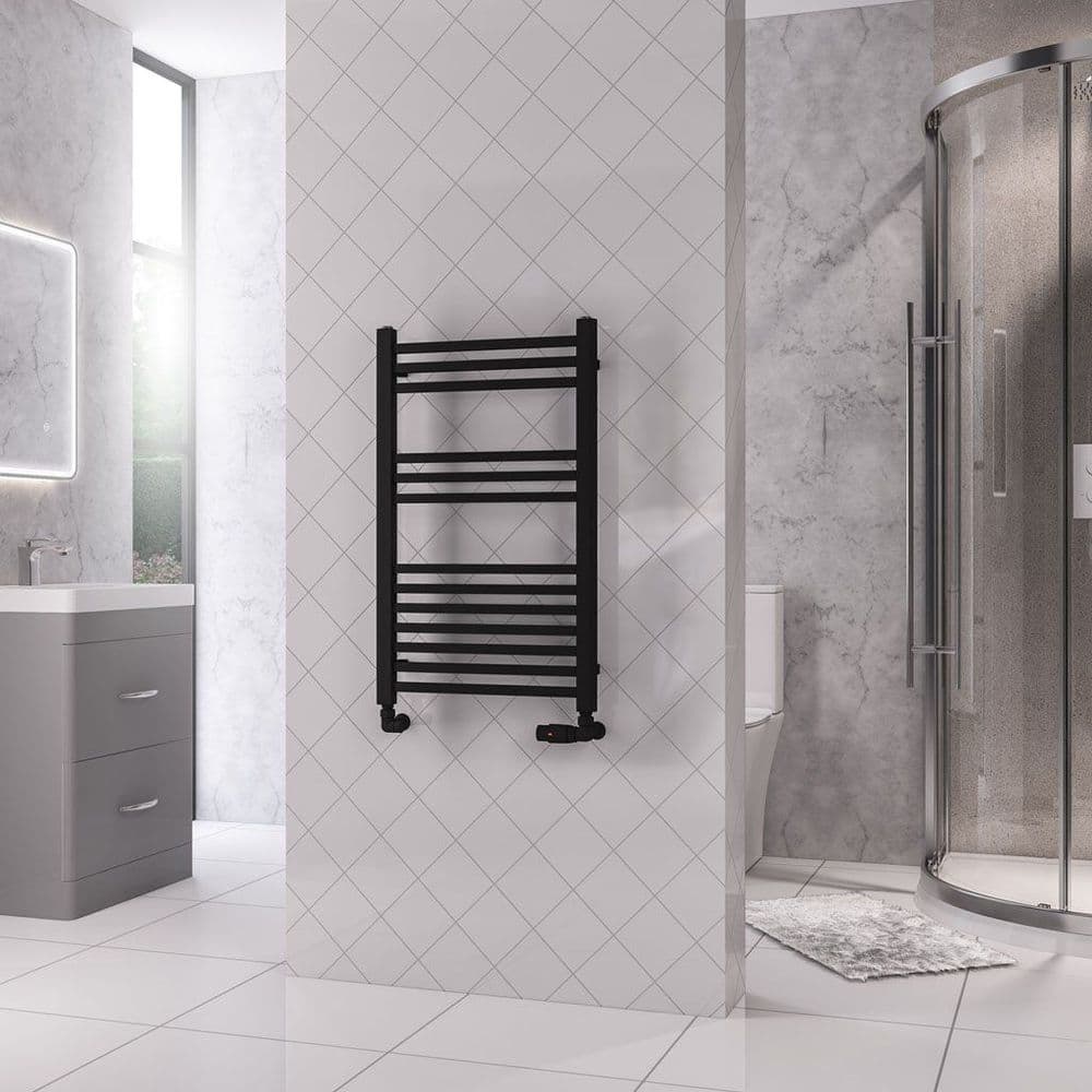 Eastbrook Rion Straight Towel Radiators - Matt Black - Various Sizes
