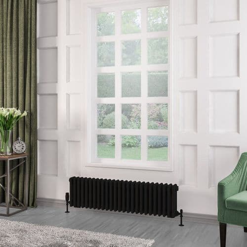 Eastbrook Rivassa 3 Column Radiator - Matt Black - Various Sizes
