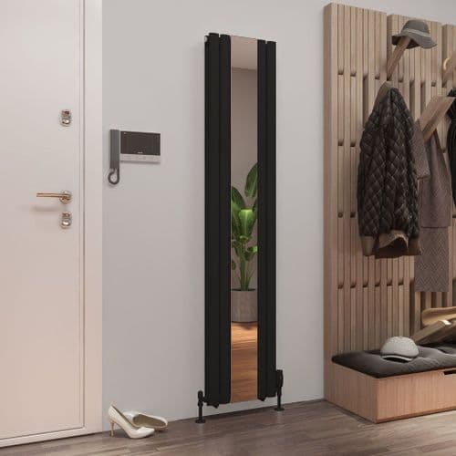 Eastbrook Tunstall Double Designer Mirror Radiator - Matt Black - Various Sizes
