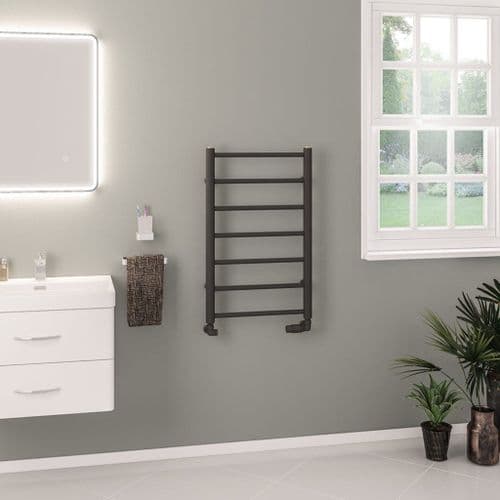 Eastbrook Tuscan Round Straight Towel Radiators - Matt Anthracite - Various Sizes