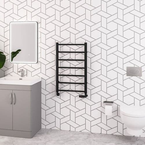 Eastbrook Tuscan Round Straight Towel Radiators - Matt Black - Various Sizes