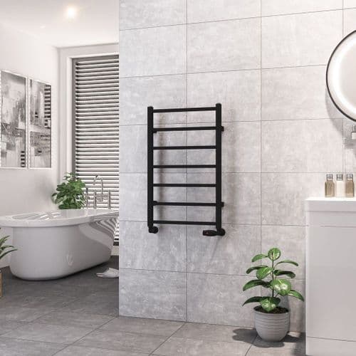 Eastbrook Tuscan Square Straight Towel Radiators - Matt Black - Various Sizes