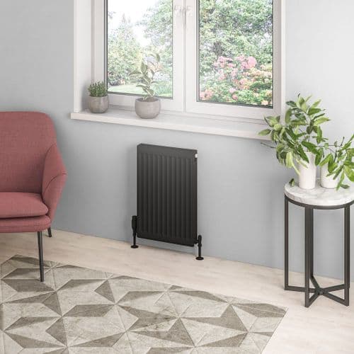Eastbrook Type 21 Compact Single Panel Radiator - Matt Black - Various Sizes