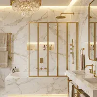Eastbrook Volente 1250mm 5-Fold Bath Screen - Brushed Brass