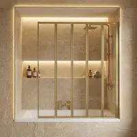 Eastbrook Volente 1250mm 5-Fold Bath Screen - Brushed Brass