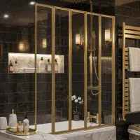 Eastbrook Volente 1250mm 5-Fold Bath Screen - Brushed Brass