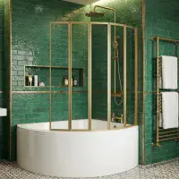 Eastbrook Volente 1250mm 5-Fold Bath Screen - Brushed Brass