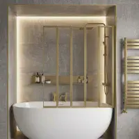 Eastbrook Volente 1250mm 5-Fold Bath Screen - Brushed Brass