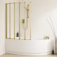 Eastbrook Volente 1250mm 5-Fold Bath Screen - Brushed Brass