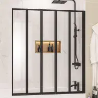 Eastbrook Volente 1250mm 5-Fold Bath Screen - Matt Black