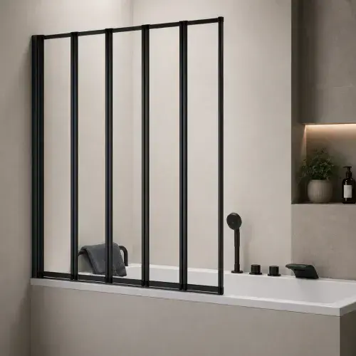 Eastbrook Volente 1250mm 5-Fold Bath Screen - Matt Black