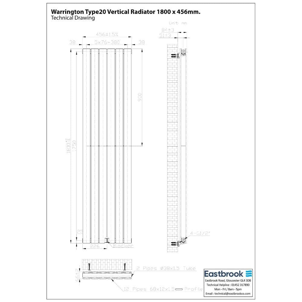 Eastbrook Warrington Type 20 Designer Radiator - Gloss White - Various ...